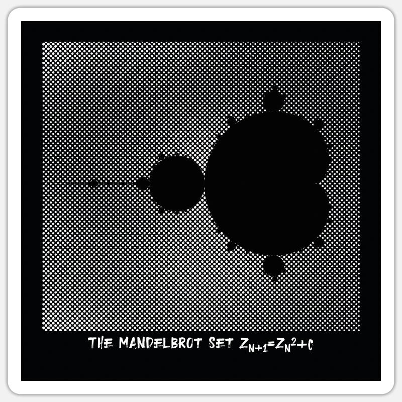 Apfelmännchen Poster Schwarz - Sticker Größe S (10 x 10 cm) - Mattweiß