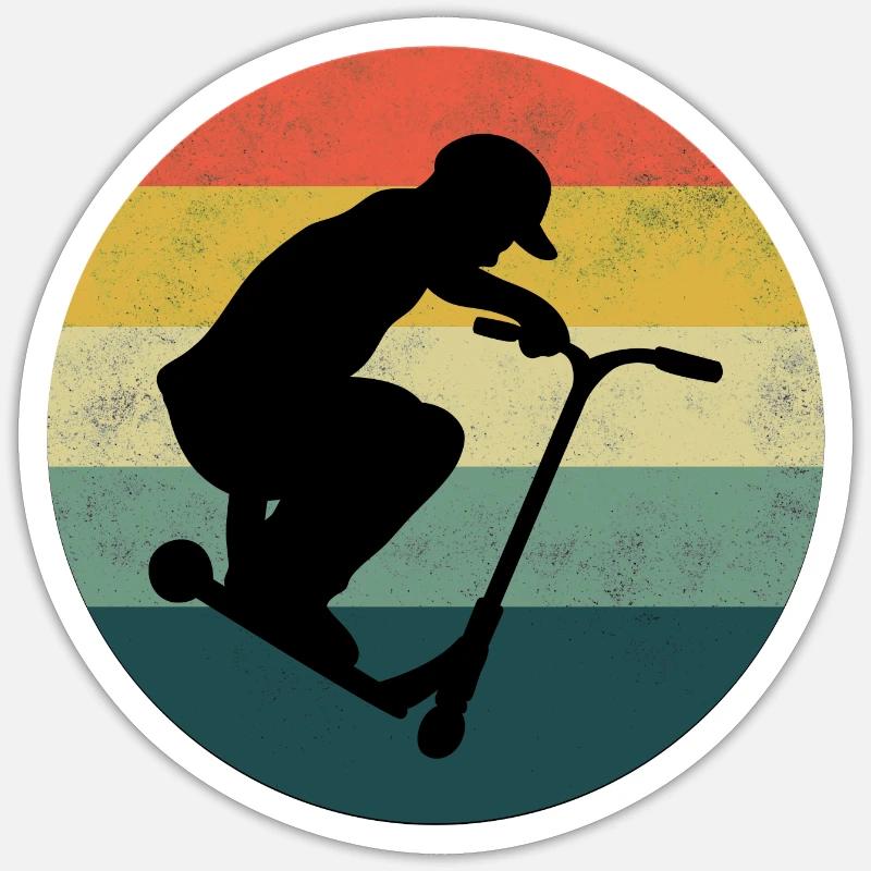 Stunt Scooter Kinder Retro Stuntroller Tretroller Sticker Größe S (10 x 10 cm)