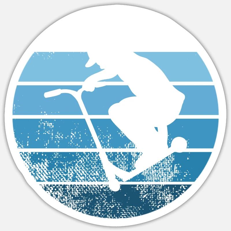 Stunt Scooter Kinder Stuntroller Tretroller Scoote - Sticker Größe S (10 x 10 cm) - Mattweiß