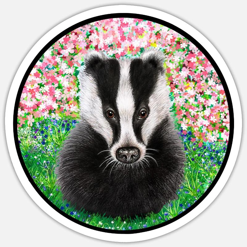 Badger in the springtime - Sticker size S (10 x 10 cm) - white matte