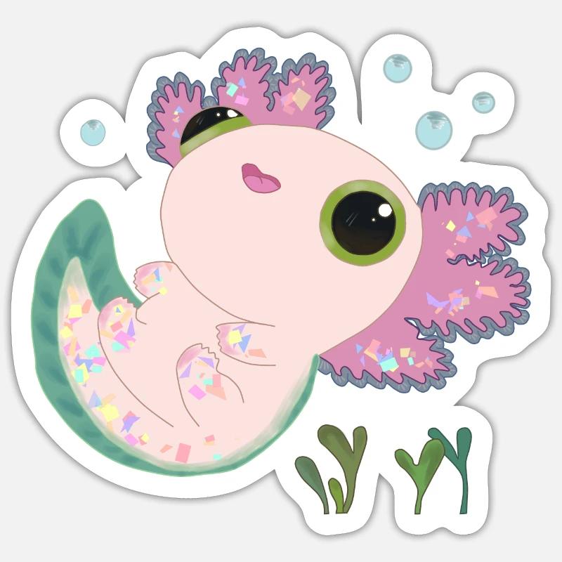 Süßes Axolotl - Sticker Größe S (10 x 10 cm) - Mattweiß