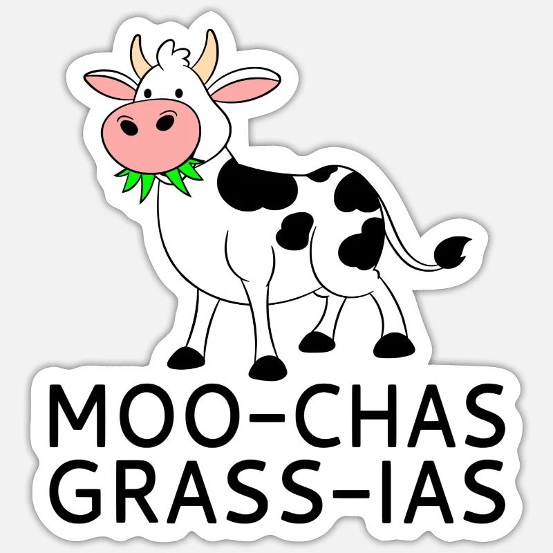 Moo-chas Grass-ias - Sticker size S (10 x 10 cm) - white matte