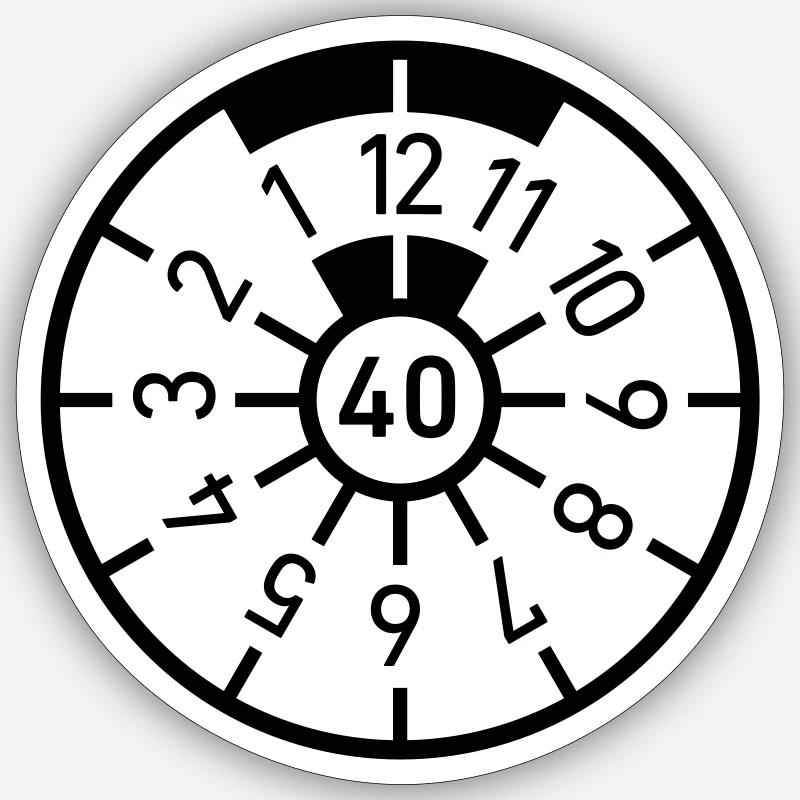 Geburtstag 40 Vierzig TÜV Plakette Sticker Größe S (10 x 10 cm)