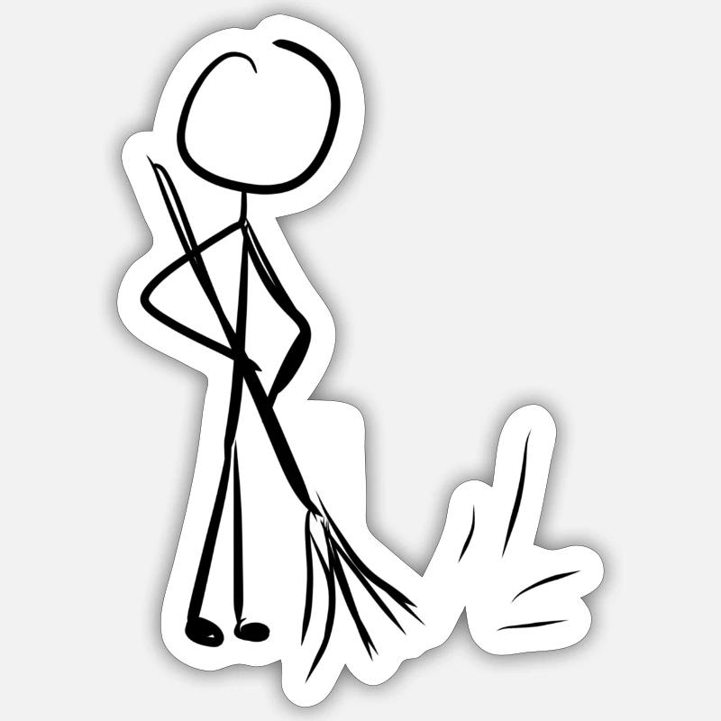 Putzen Putzmann - Sticker Größe S (10 x 10 cm) - Mattweiß