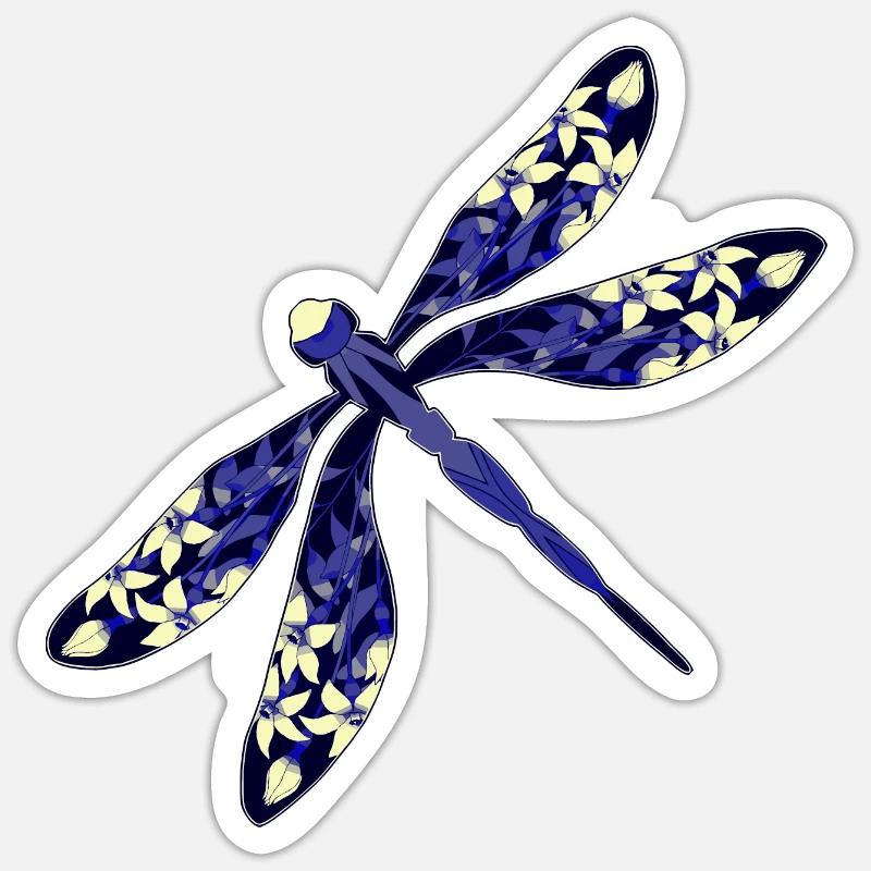 Libellule - Sticker taille S (10 x 10 cm) - blanc mat