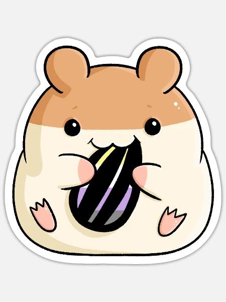 Süßer Hamster Nonbinary Flagge Fahne LGBTQ Maus - Sticker Größe S (10 x 10 cm) - Mattweiß