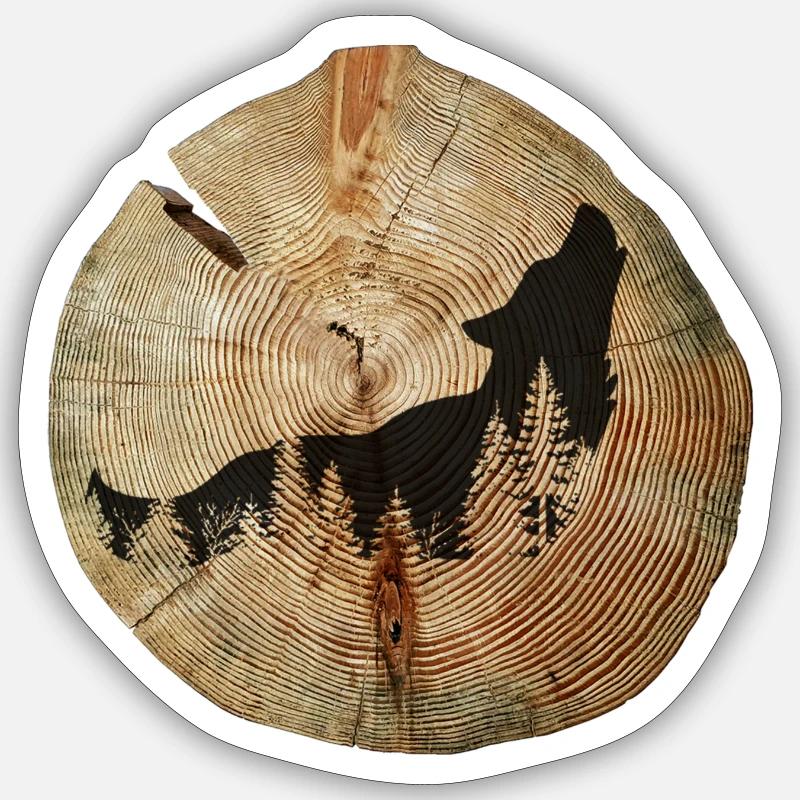 Tree Disc Wolf Sticker size S (10 x 10 cm)