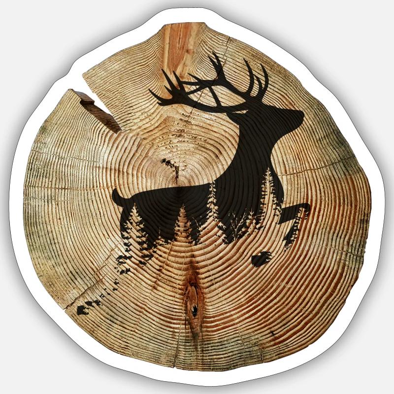 Baumscheibe Hirsch - Sticker size S (10 x 10 cm) - white matte