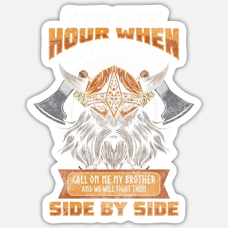 Odin Thor Valhalla - Sticker taille S (10 x 10 cm) - blanc mat