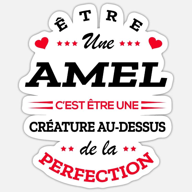 AMEL PARFAITE - NOM AMEL - Sticker taille S (10 x 10 cm) - blanc mat