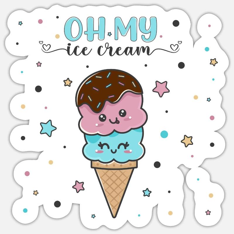 Oh ma crème glacée Sticker taille S (10 x 10 cm)