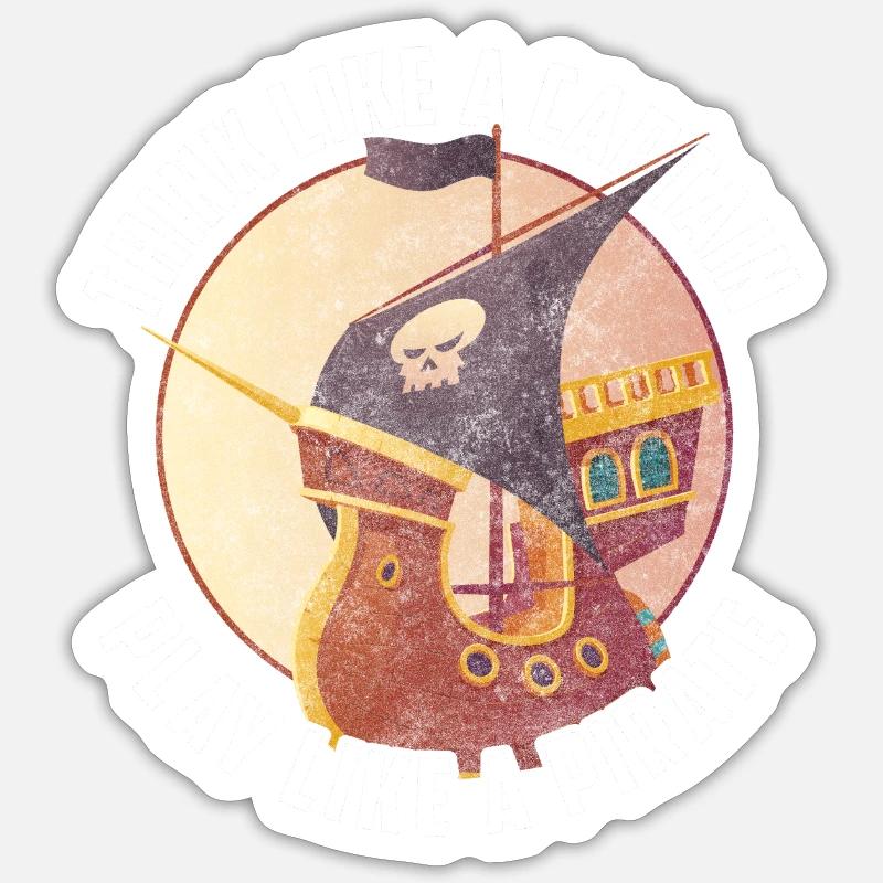 Bateau pirate Chasse au trésor Eye Patch Ship - Sticker taille S (10 x 10 cm) - blanc mat