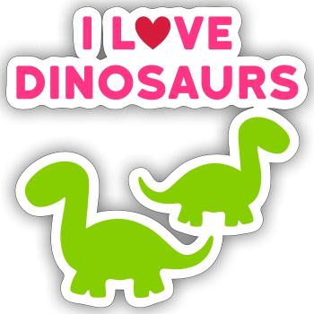 I love dinosaurs (two brontosaurs, heart) - Sticker size S (10 x 10 cm) - white matte - Front