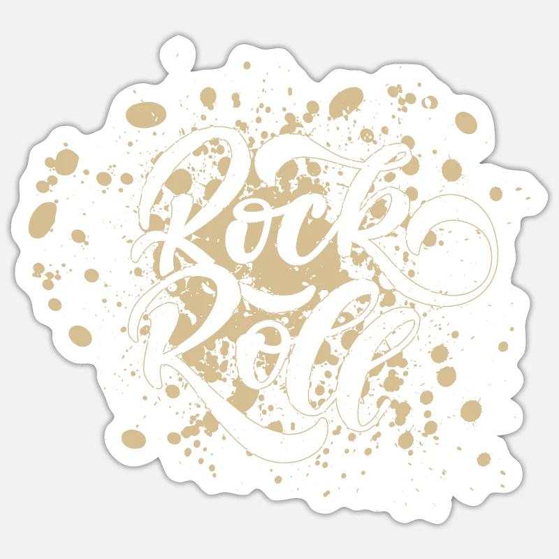 Rock and roll - Sticker taille S (10 x 10 cm) - blanc mat