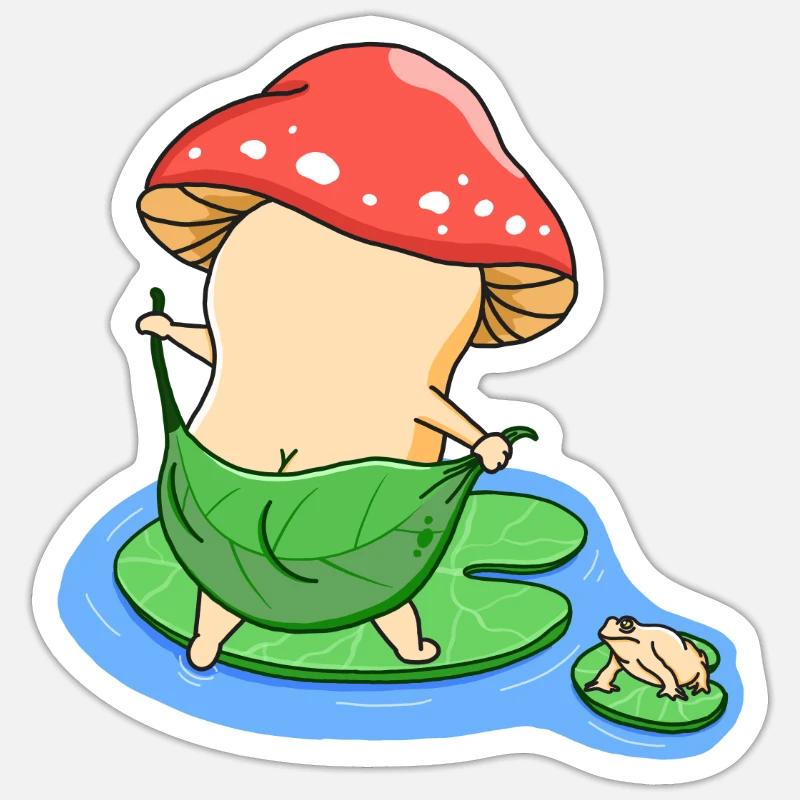 Bath Mushroom - Sticker size S (10 x 10 cm) - white matte