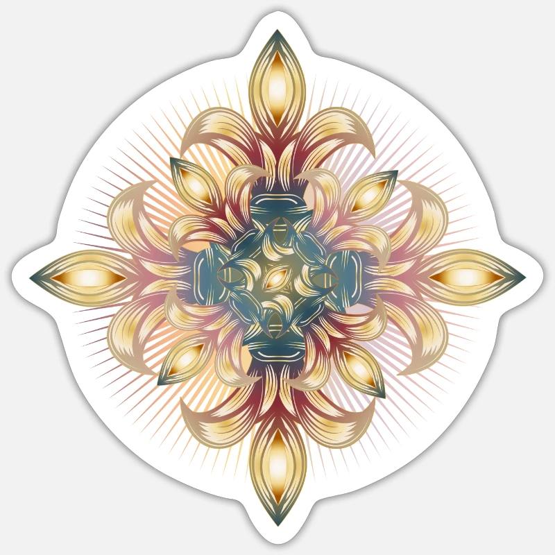 impressionnante croix de lys stylisés - Sticker taille S (10 x 10 cm) - blanc mat