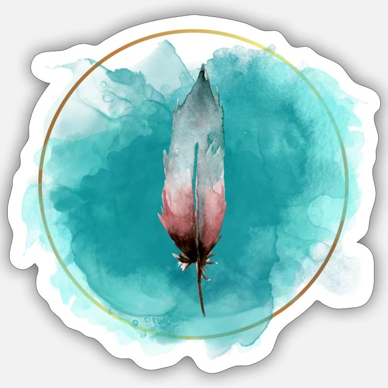 Plume Simple - Sticker taille S (10 x 10 cm) - blanc mat