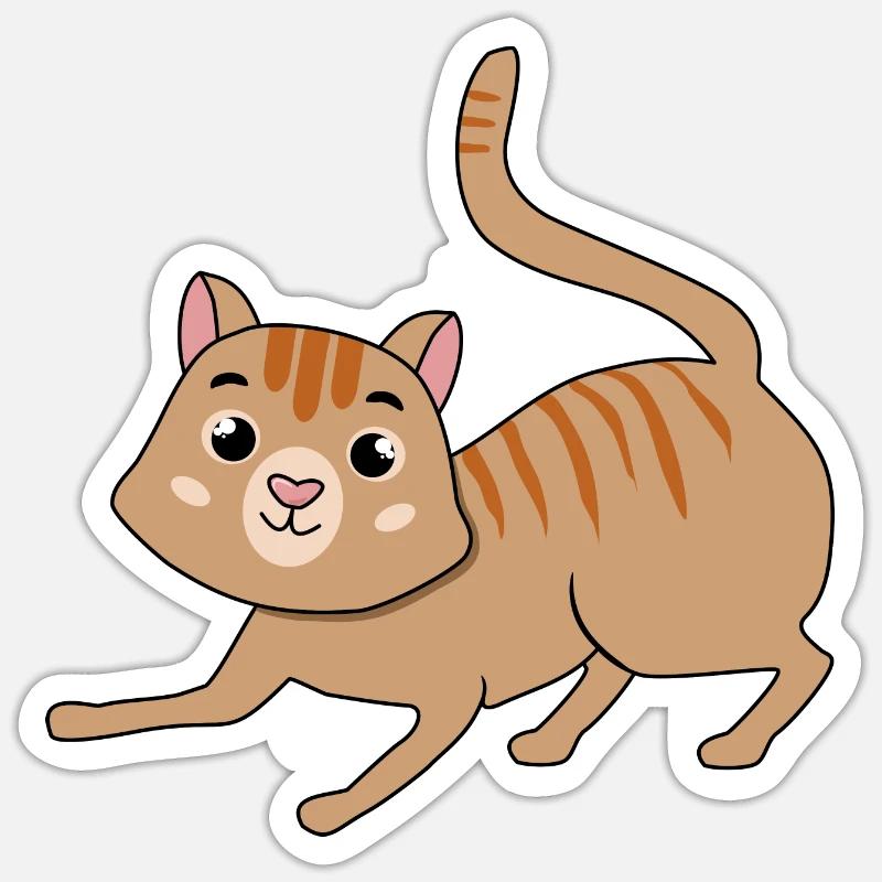 Chat - Sticker taille S (10 x 10 cm) - blanc mat