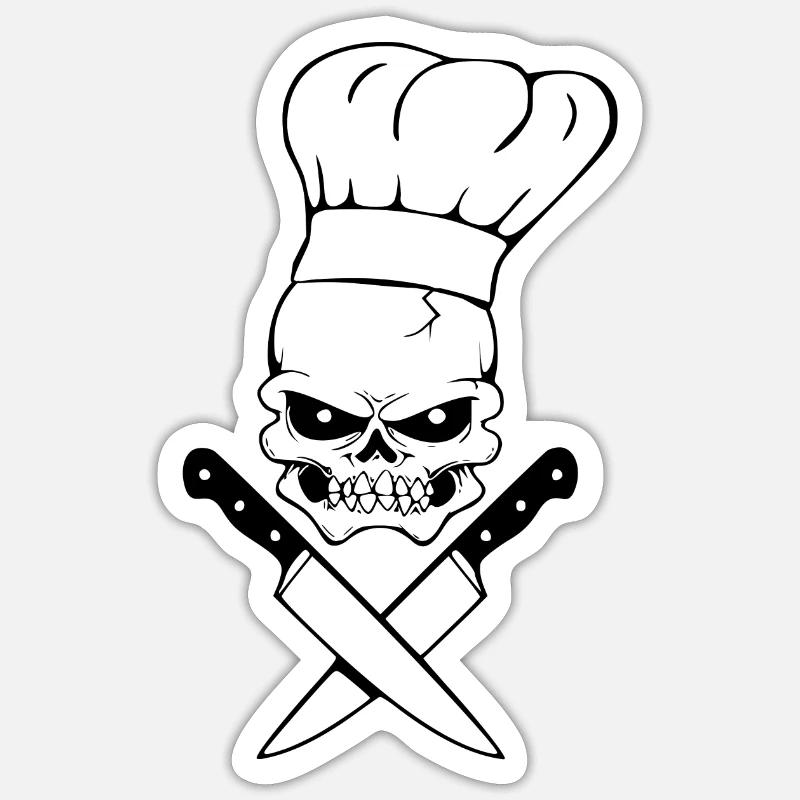 Skull cook - Sticker size S (10 x 10 cm) - white matte