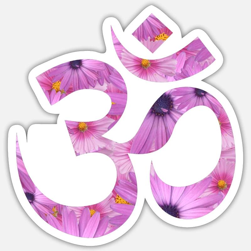OM Blumen 6 - Sticker Größe S (10 x 10 cm) - Mattweiß