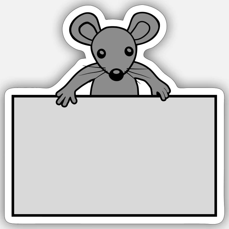 Souris avec bouclier - Sticker taille S (10 x 10 cm) - blanc mat