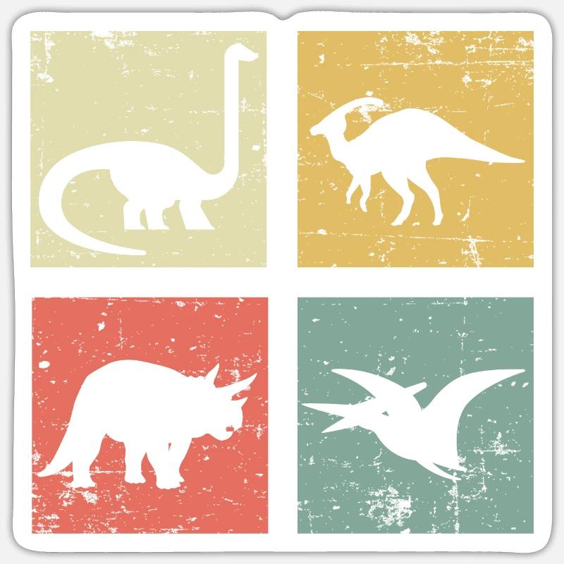 vier Dinosaurier Sticker Größe S (10 x 10 cm)