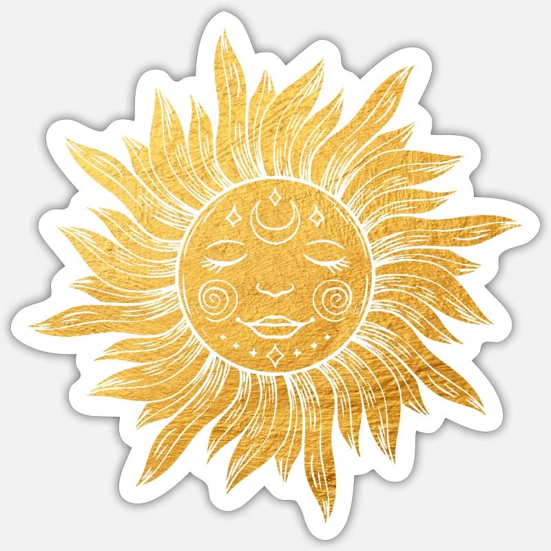 Sonnengesicht mit Strahlen, esoterisch, mystisch - Sticker Größe S (10 x 10 cm) - Mattweiß
