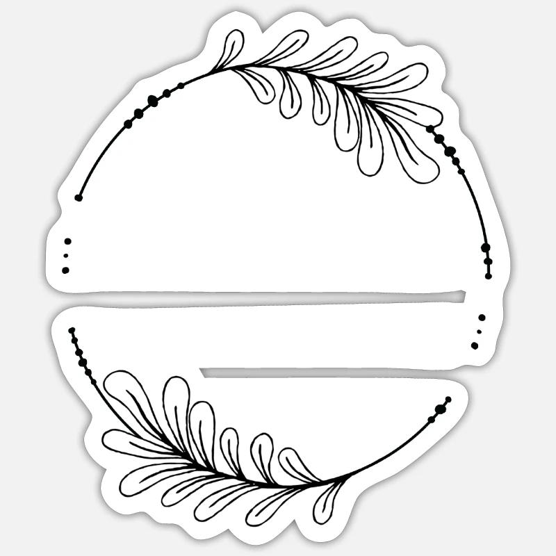 Black circle frame with leaves - Sticker size S (10 x 10 cm) - white matte