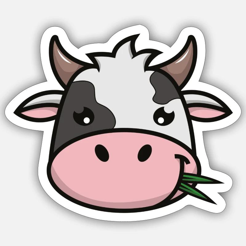 süßes Kuh Gesicht | Kopf - Sticker Größe S (10 x 10 cm) - Mattweiß