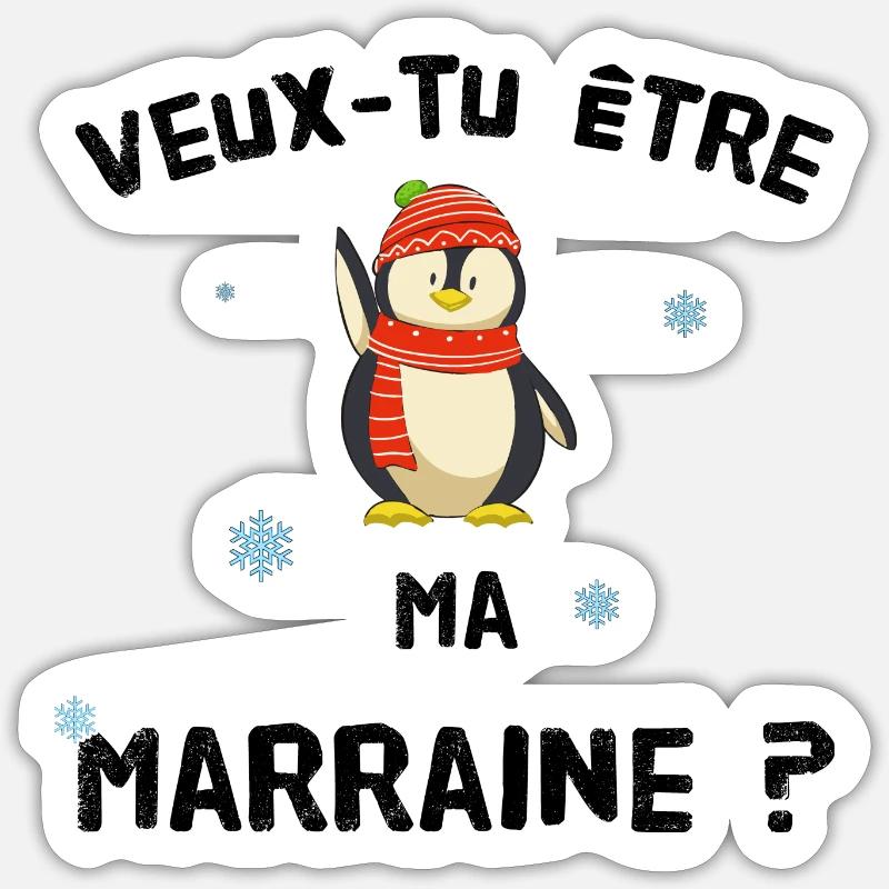 Veux tu etre ma marraine ? - Sticker taille S (10 x 10 cm) - blanc mat