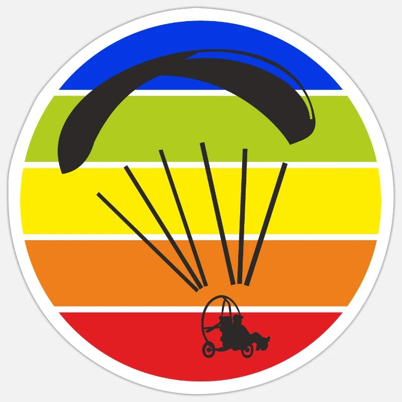 Paramoteur Paramoteur Trike Coloré Retro Circle - Sticker taille S (10 x 10 cm) - blanc mat