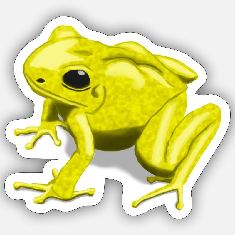 gelber Giftpfeilfrosch - Sticker Größe S (10 x 10 cm) - Mattweiß