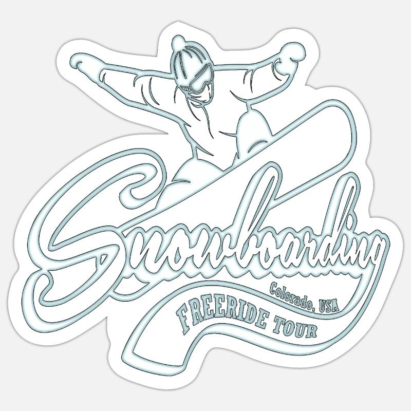 Snowboard - Sticker taille S (10 x 10 cm) - blanc mat