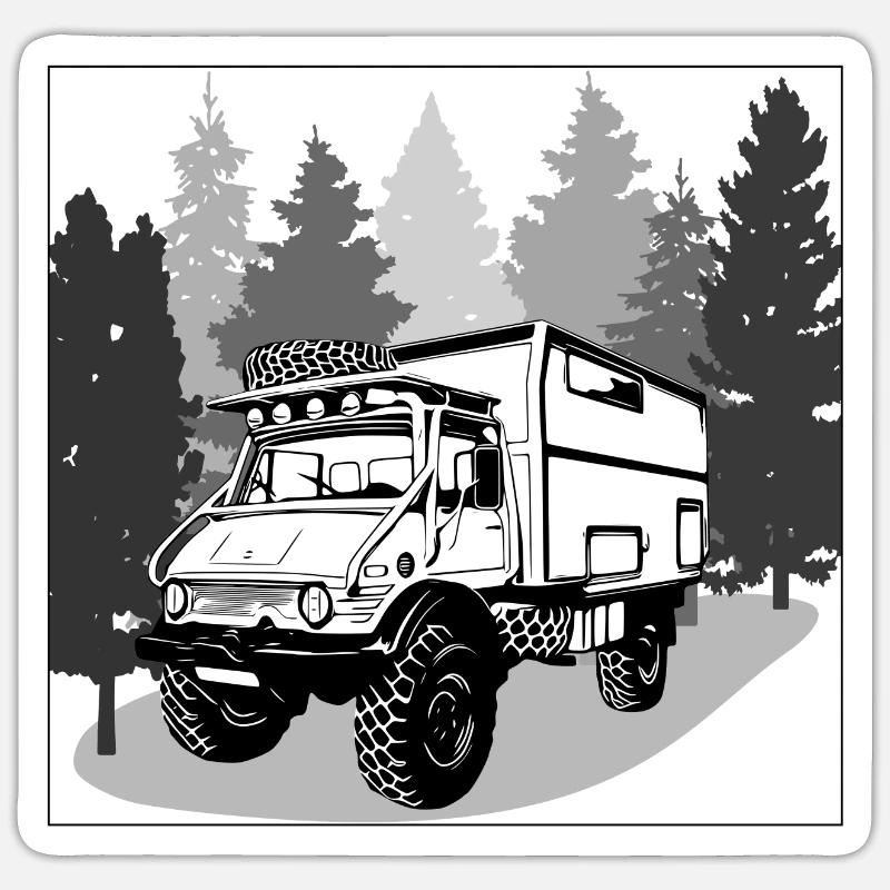 Camping - Unimog - Aventure - Oldtimer Sticker taille S (10 x 10 cm)