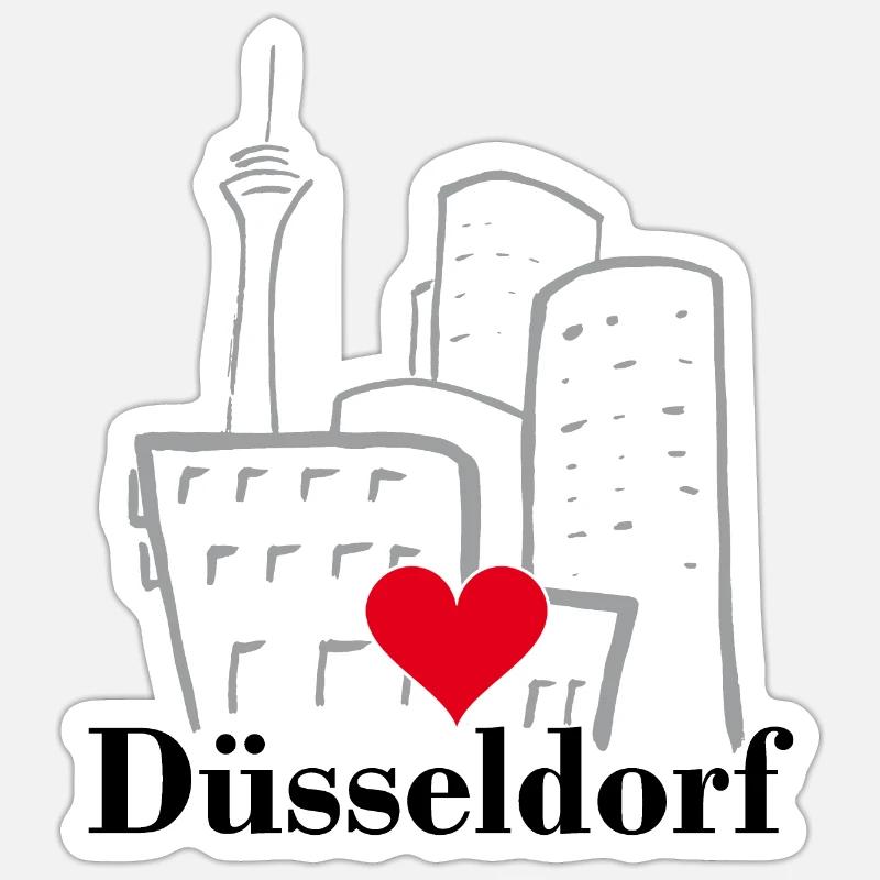 Düsseldorf, Città, Kö, Germania - Sticker formato S (10 x 10 cm) - bianco opaco