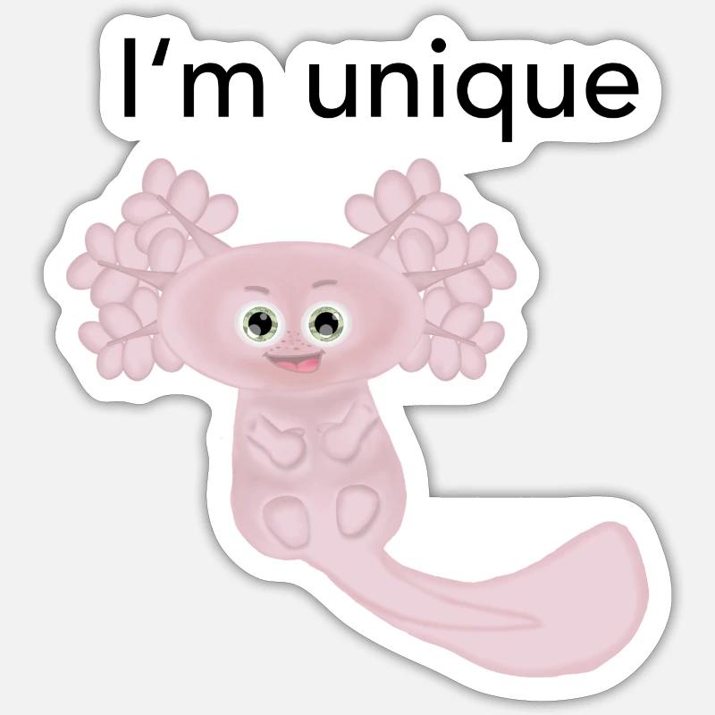 Ich bin einzigartig Axolotl - Sticker Größe S (10 x 10 cm) - Mattweiß