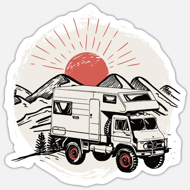 Camping - Unimog - Aventure - Oldtimer Sticker taille S (10 x 10 cm)