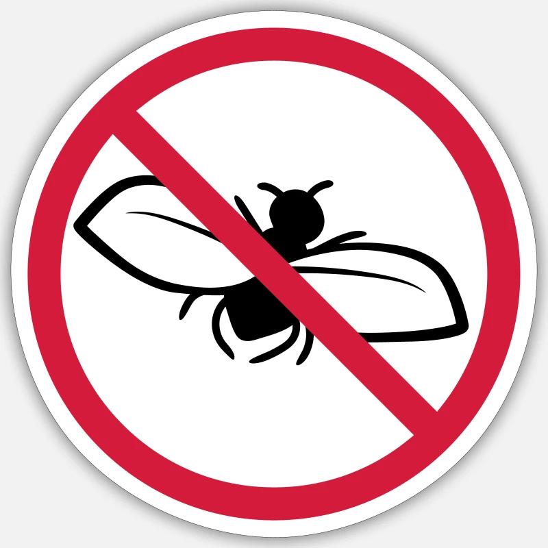 Bouclier interdit de mouche - Sticker taille S (10 x 10 cm) - blanc mat