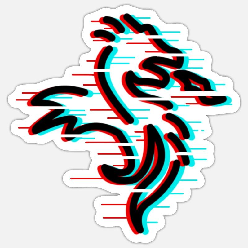 Glitch Drache Sticker Größe S (10 x 10 cm)