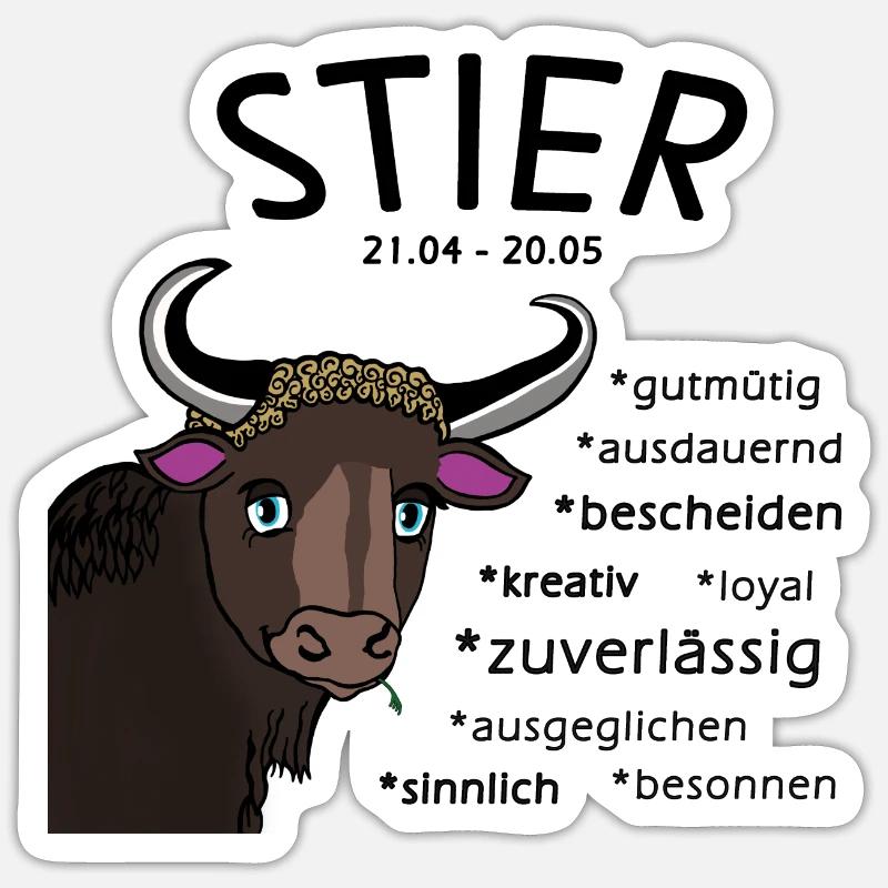 Sternzeichen Stier - Sticker Größe S (10 x 10 cm) - Mattweiß