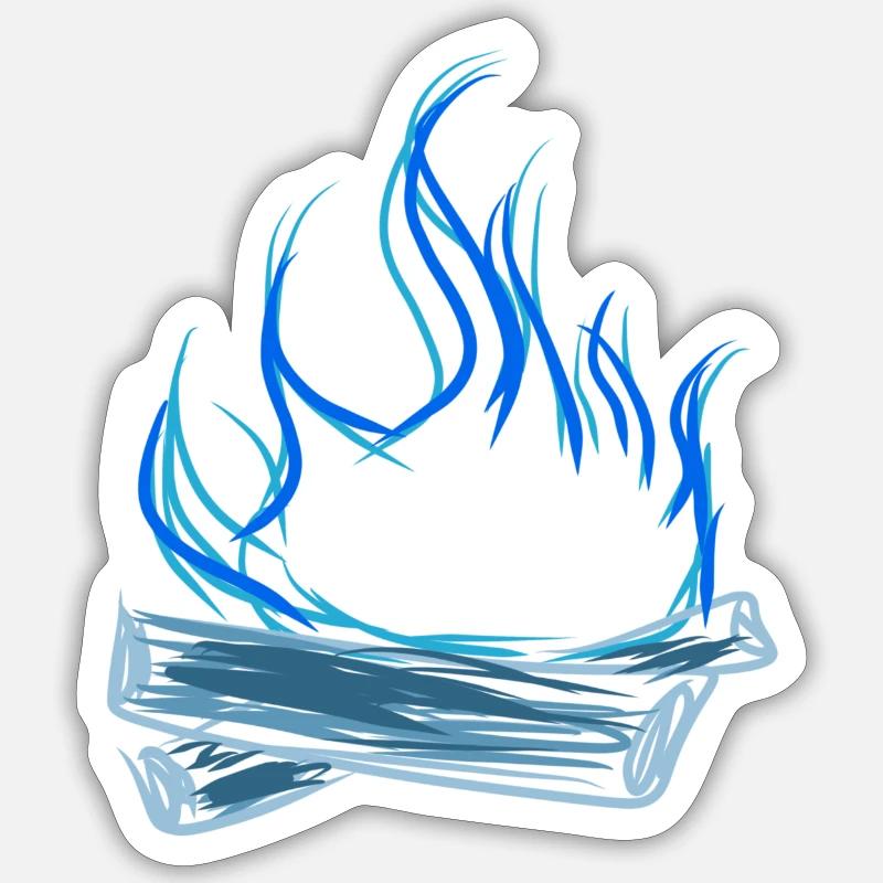 Feu de camp - Sticker taille S (10 x 10 cm) - blanc mat