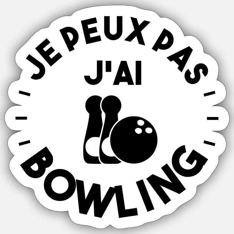Je peux pas, j'ai bowling - Sticker taille S (10 x 10 cm) - blanc mat