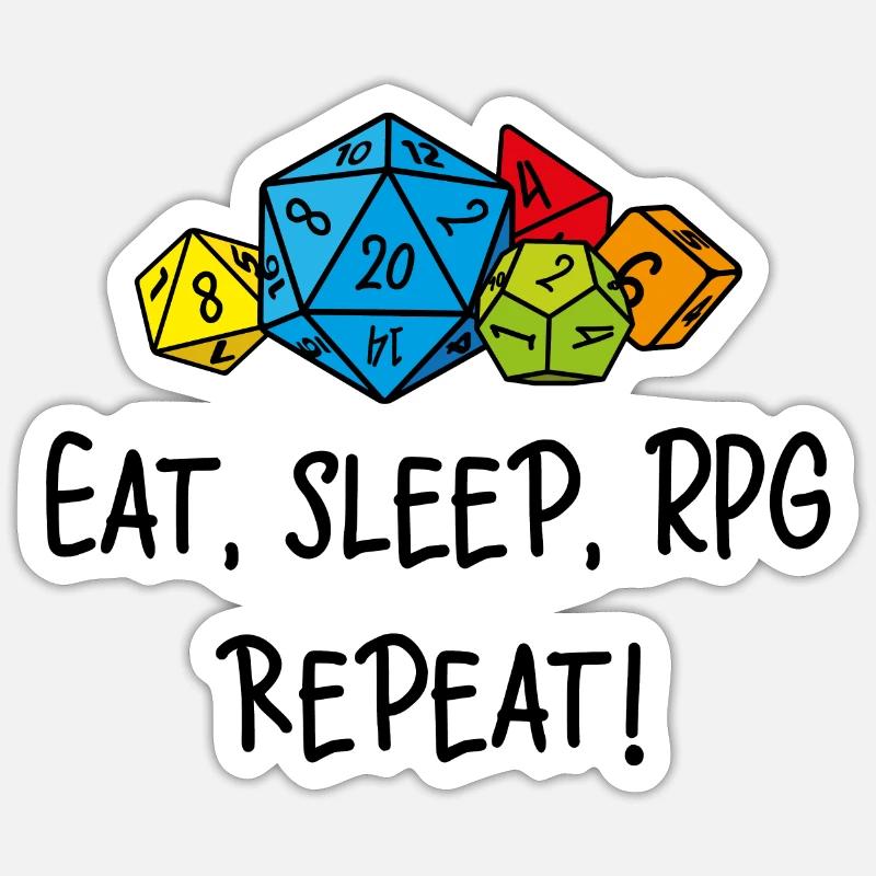 Eat, sleep, RPG, repeat - Sticker taille S (10 x 10 cm) - blanc mat