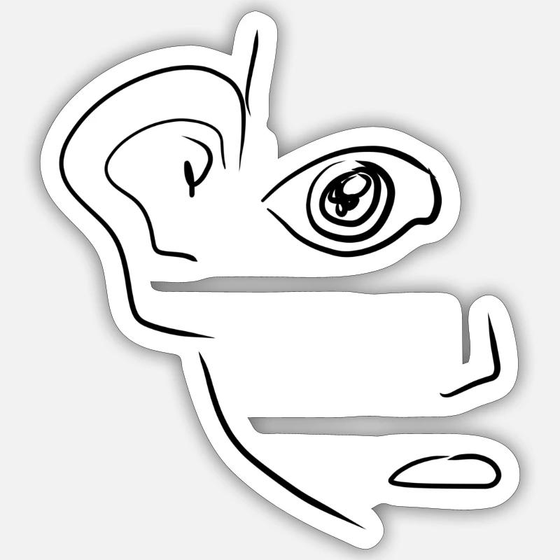 ear hearing - Sticker size S (10 x 10 cm) - white matte