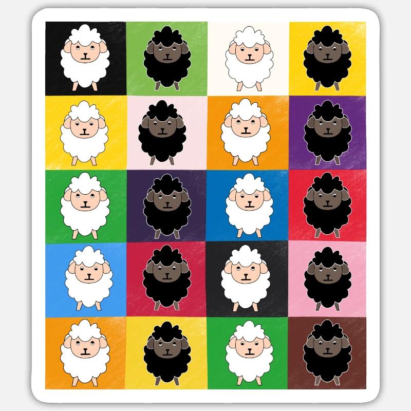 Patchwork-Schafe - Sticker Größe S (10 x 10 cm) - Mattweiß