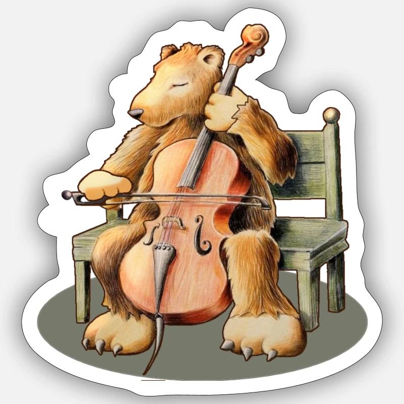 Cello Bear - Sticker size S (10 x 10 cm) - white matte