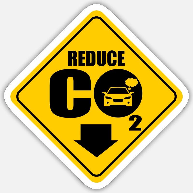 Réduire le Co2, le dioxyde de carbone - Sticker taille S (10 x 10 cm) - blanc mat