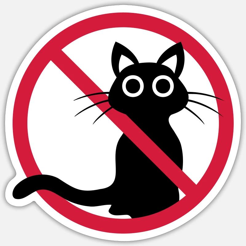 Black cat banned - Sticker size S (10 x 10 cm) - white matte
