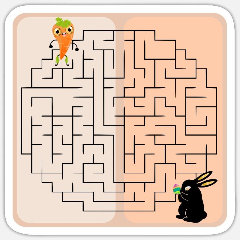 Labyrinth Easter Bunny - Easter - Carrot - Maze Sticker size S (10 x 10 cm)