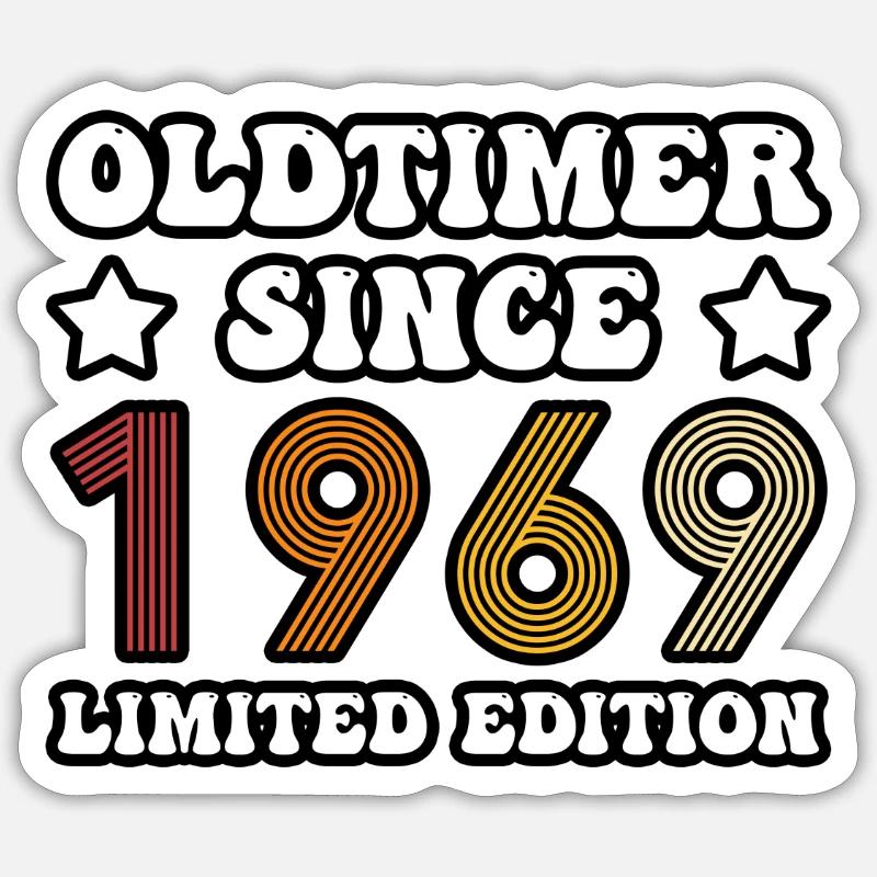 OLDTIMER SEIT 1969 - Sticker Größe S (10 x 10 cm) - Mattweiß